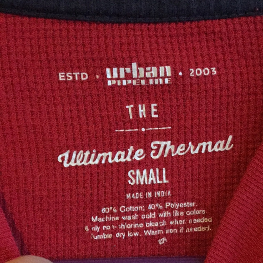 Boys Small Urban Pipeline Ultimate Thermal Red Henley Shirt - Picture 2 of 2